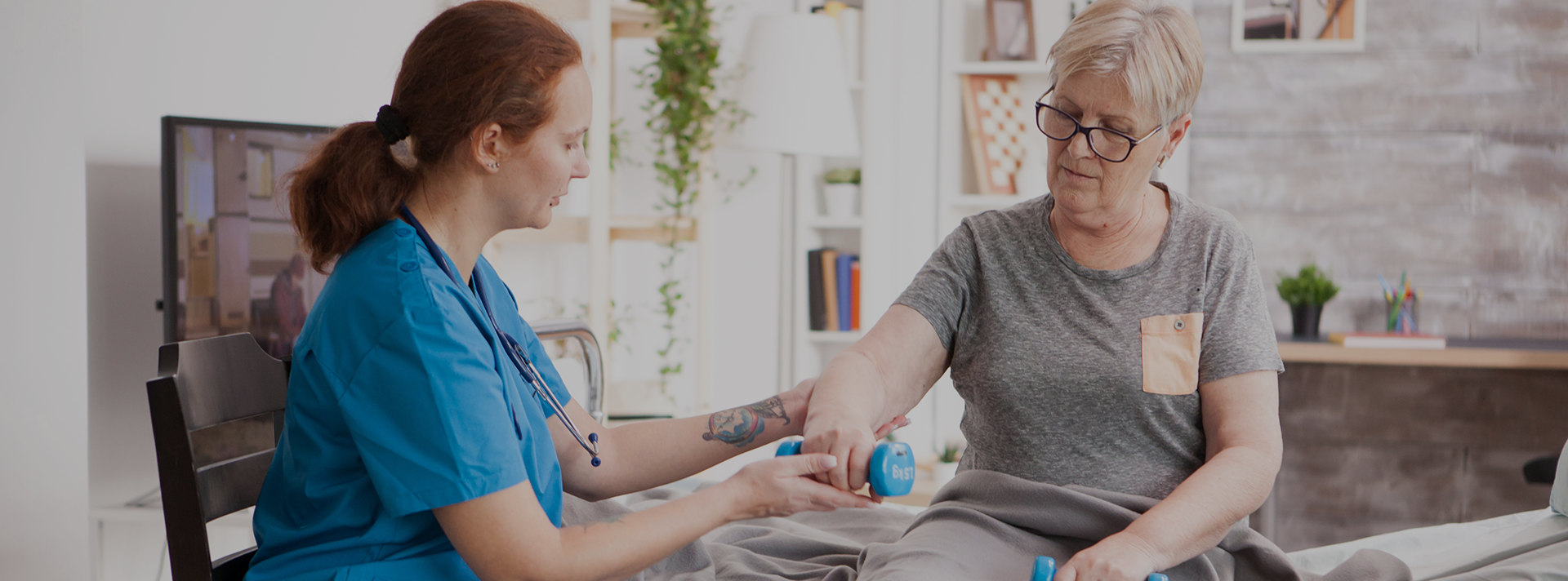 Care professional supporting someone in a care setting
